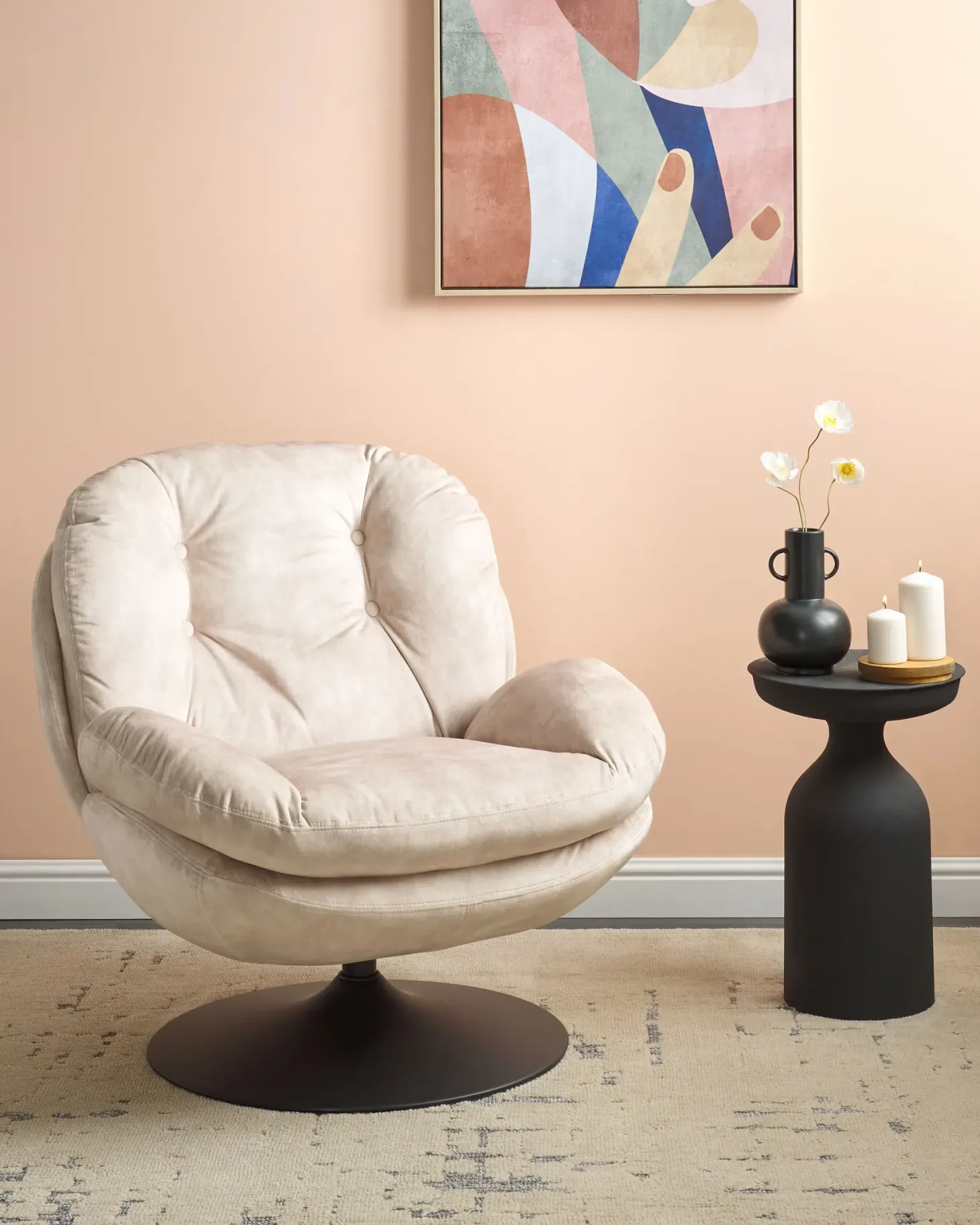 Dreje stol NOLVIK Velour Lys Beige