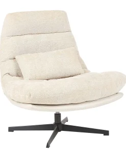 Dreje stol TOVIK med fodskammel Chenille Lys Beige