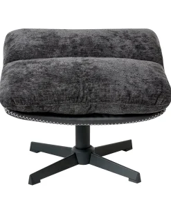 Dreje stol TOVIK med fodskammel Chenille Sort