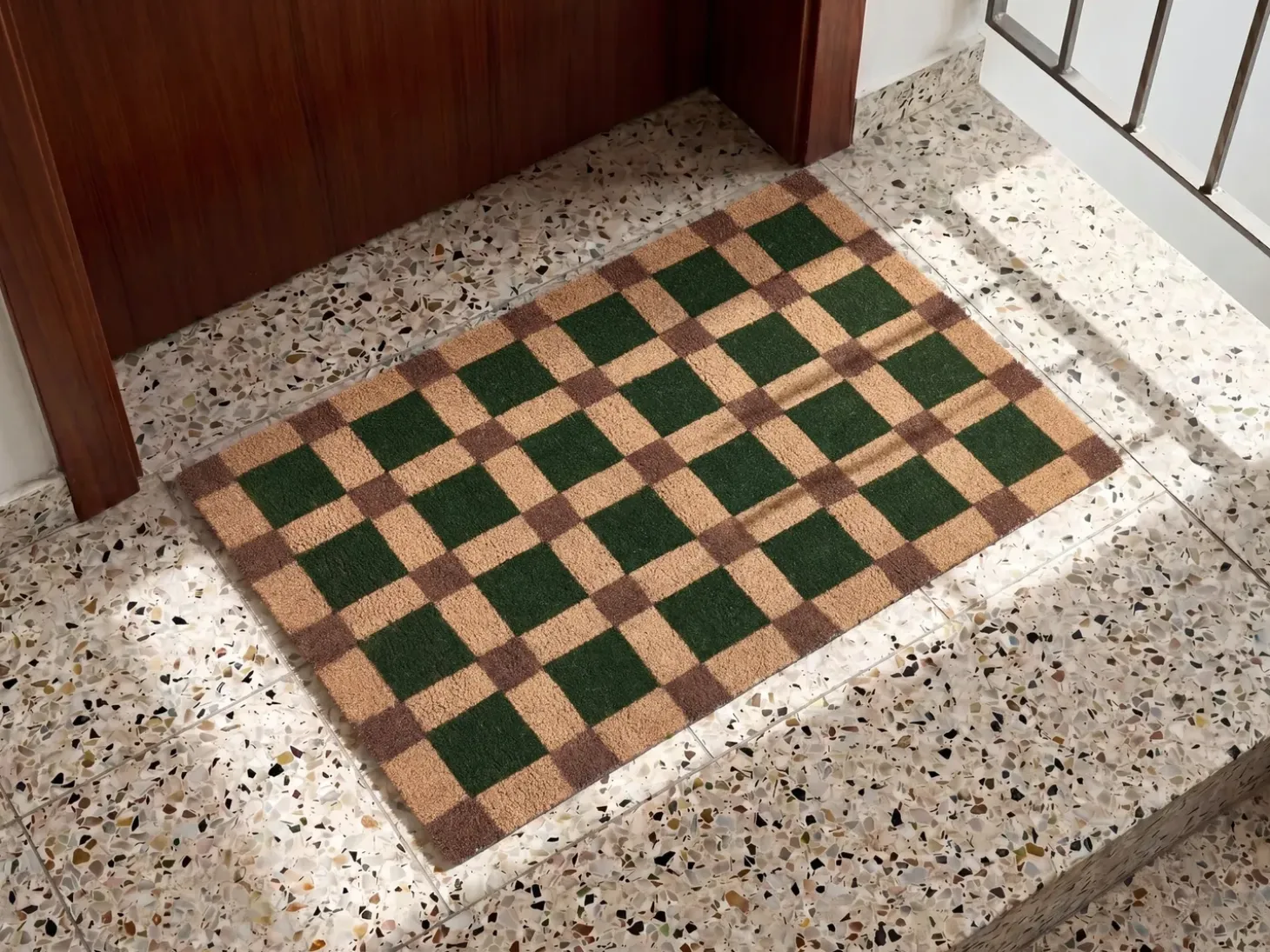Dørmåtte VILLASIS Beige/Grøn 60 x 90 cm Kokos