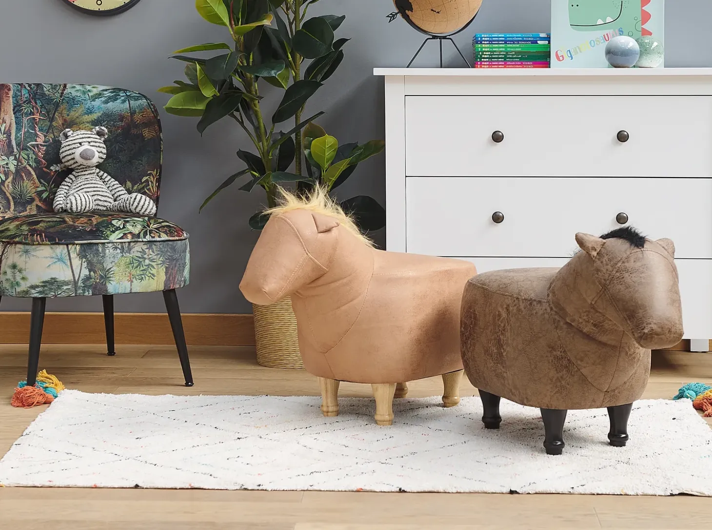 Dyrepuf HORSE Kunstlæder Lysebrun Hest