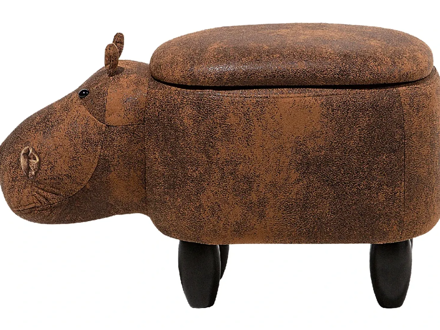Dyrepuf med opbevaring HIPPO Kunstlæder Brun Hippo