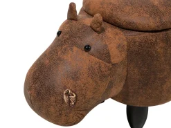 Dyrepuf med opbevaring HIPPO Kunstlæder Brun Hippo