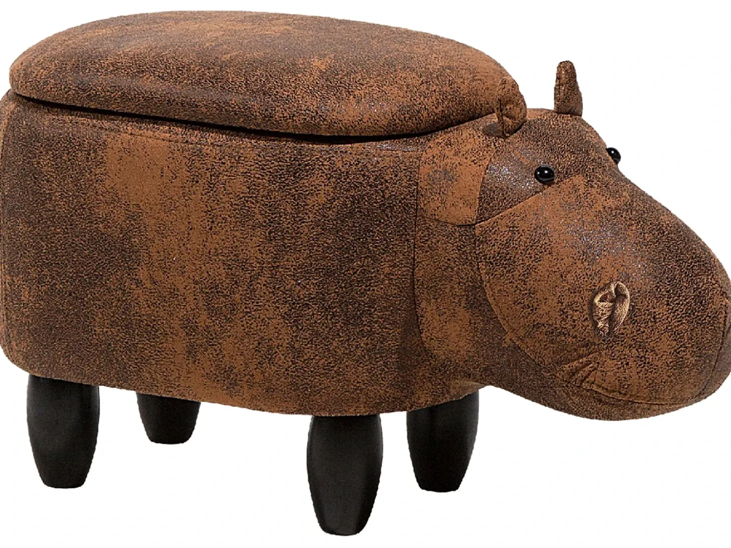 Dyrepuf med opbevaring HIPPO Kunstlæder Brun Hippo