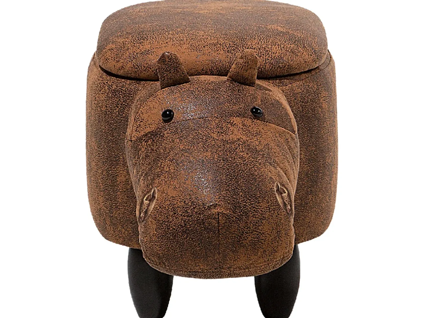 Dyrepuf med opbevaring HIPPO Kunstlæder Brun Hippo