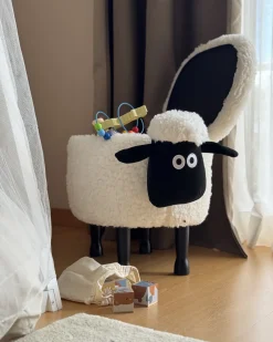 Dyrepuf med opbevaring SHEEP Hvid Får