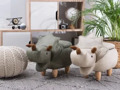 Dyrepuf med opbevaring TRICERATOPS Lysegrå Dinosaur