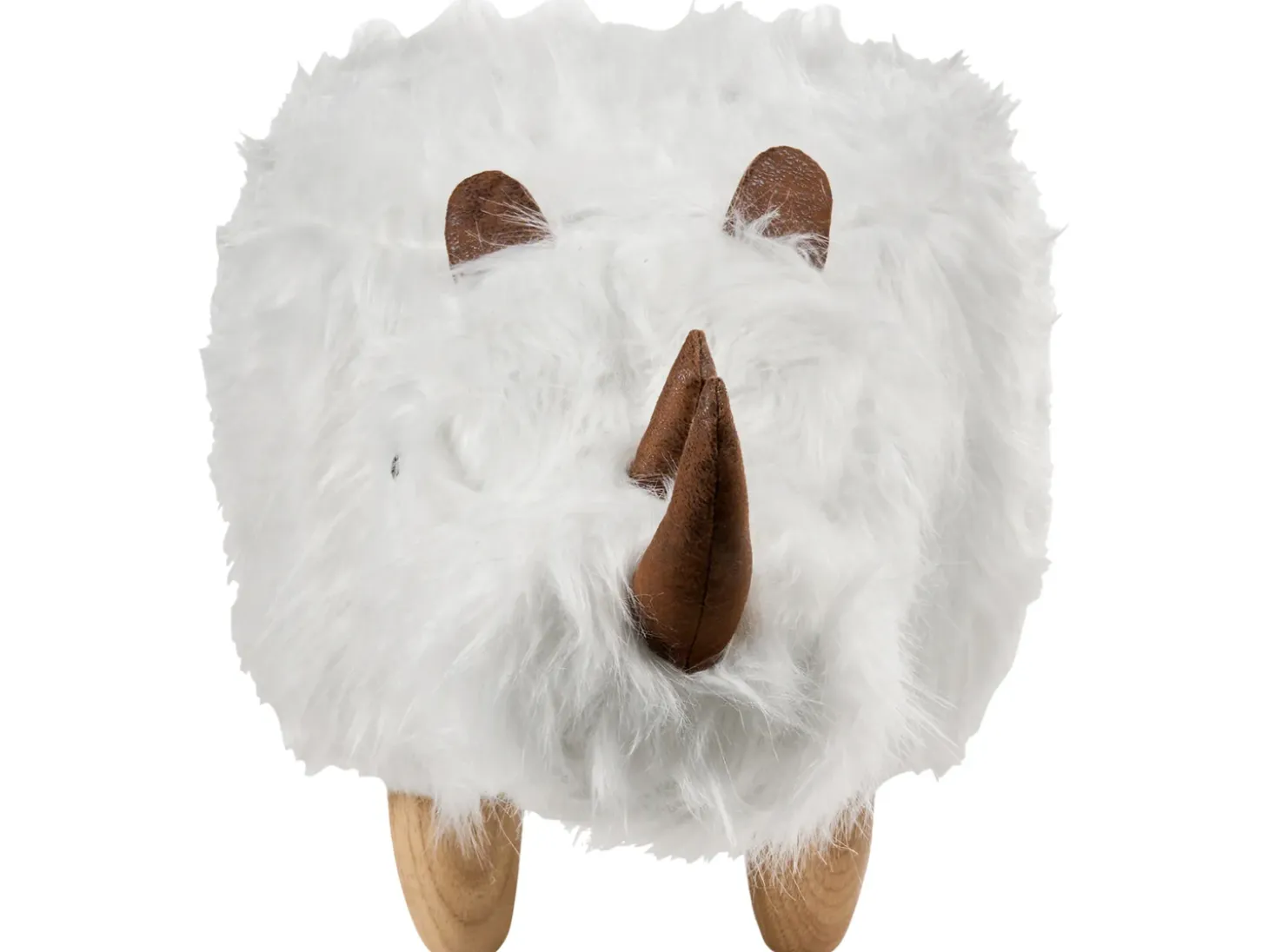 Dyrepuf WOOLLY Kunstig pels Hvid Næsehorn