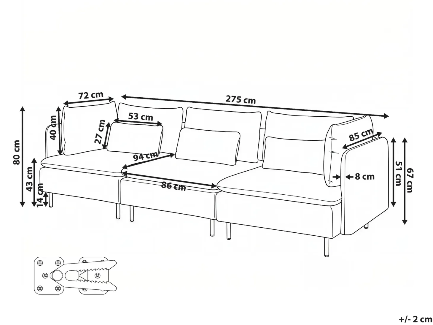 EGERIS 3 personers Modulsofa Beige