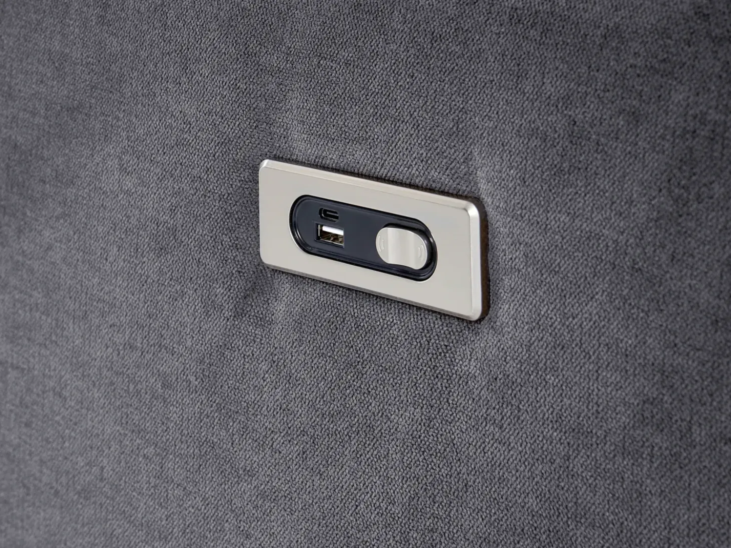Elektrisk recliner hjørnesofa 5 personers ROKKE Mørkegrå med USB-port Venstrevendt