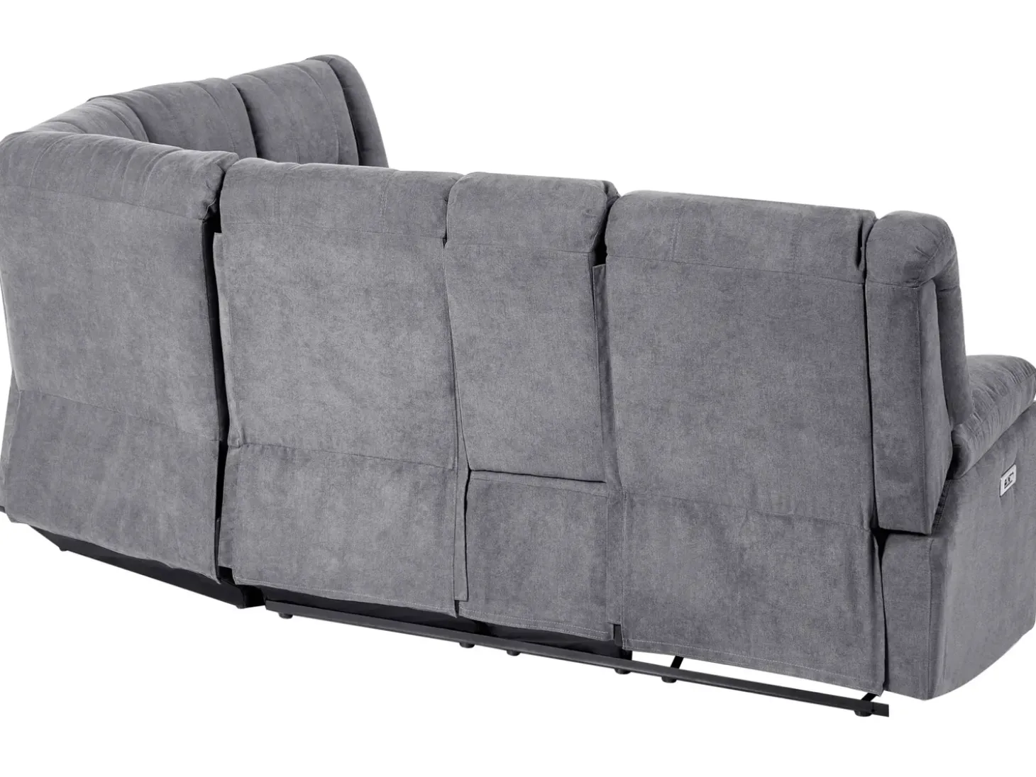 Elektrisk recliner hjørnesofa 5 personers ROKKE Mørkegrå med USB-port Venstrevendt