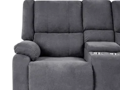 Elektrisk recliner hjørnesofa 5 personers ROKKE Mørkegrå med USB-port Venstrevendt