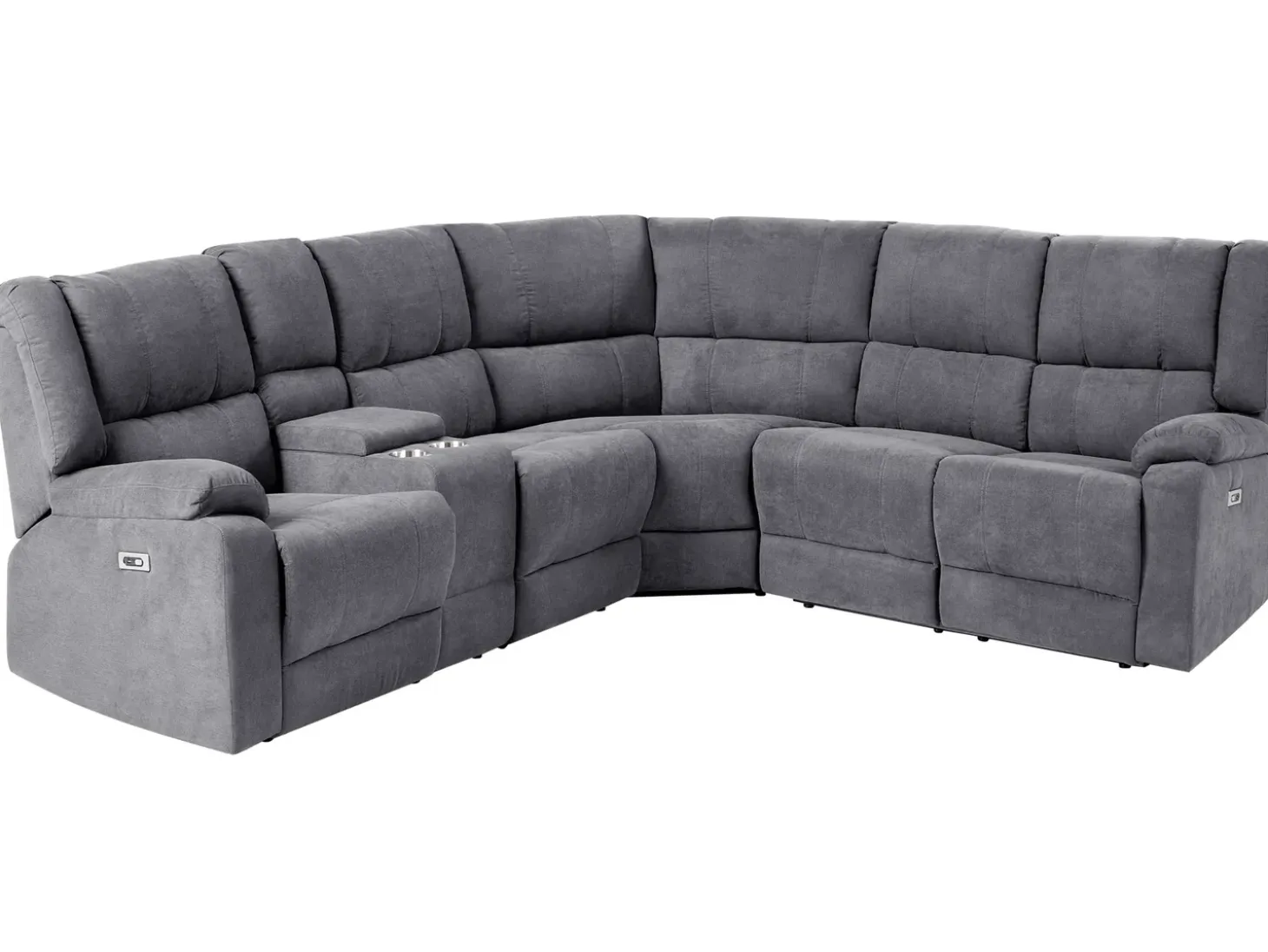 Elektrisk recliner hjørnesofa 5 personers ROKKE Mørkegrå med USB-port Venstrevendt