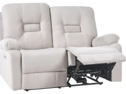 Elektrisk recliner sofa 2 personers BERGEN Velour Lys Beige med USB-port