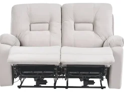 Elektrisk recliner sofa 2 personers BERGEN Velour Lys Beige med USB-port