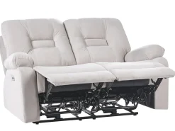 Elektrisk recliner sofa 2 personers BERGEN Velour Lys Beige med USB-port