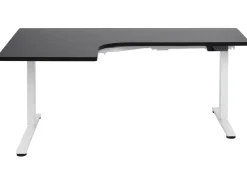 Elektrisk justerbart hjørneskrivebord DESTINES Sort/hvid 160 cm 109 cm Venstrevendt
