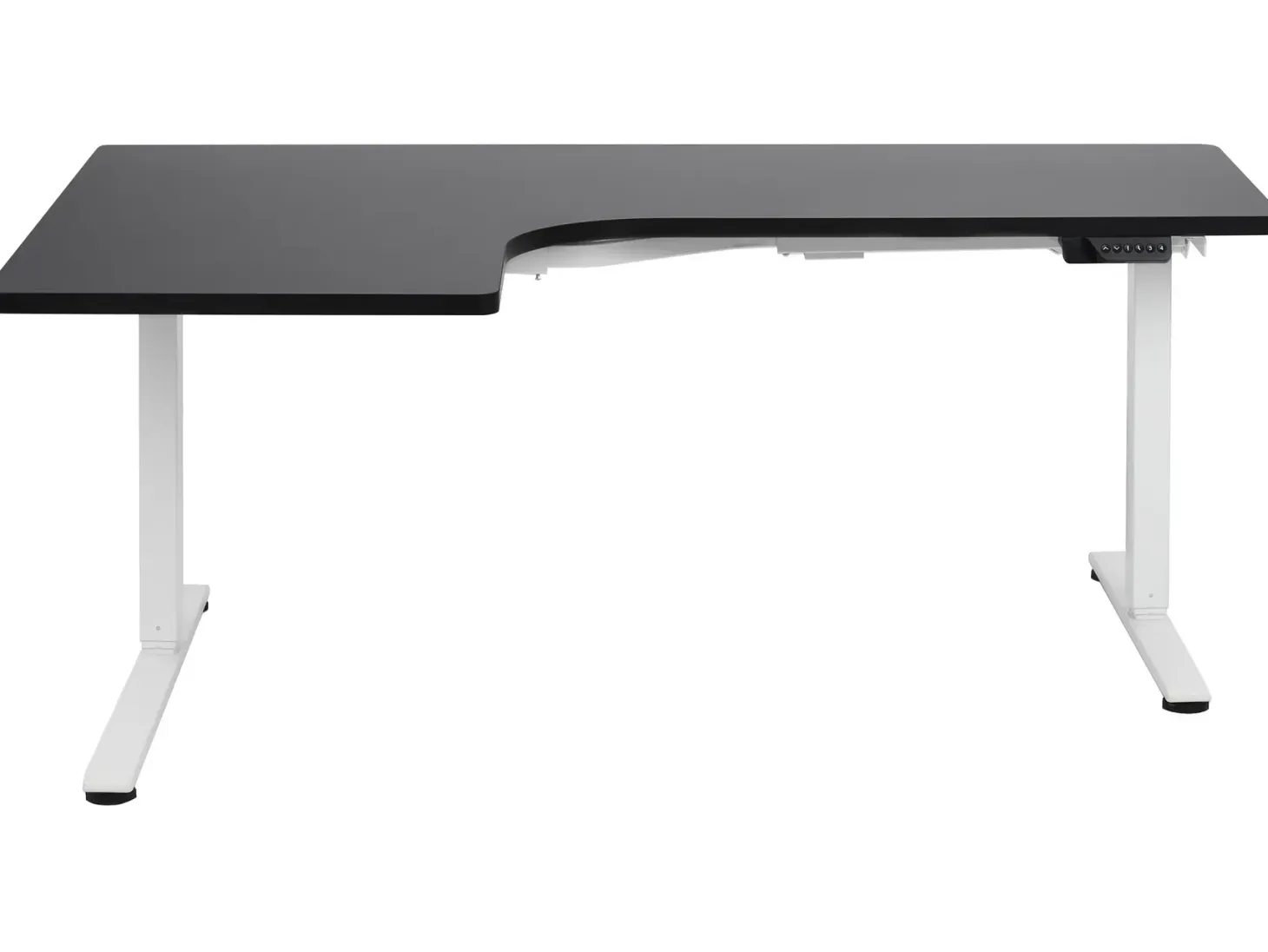 Elektrisk justerbart hjørneskrivebord DESTINES Sort/hvid 160 cm 109 cm Venstrevendt