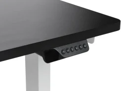 Elektrisk justerbart hjørneskrivebord DESTINES Sort/hvid 160 cm 109 cm Venstrevendt