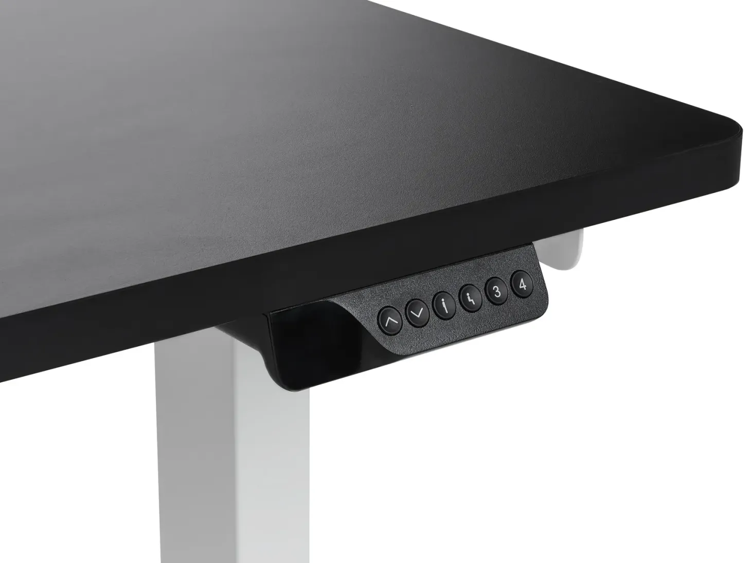 Elektrisk justerbart hjørneskrivebord DESTINES Sort/hvid 160 cm 109 cm Venstrevendt