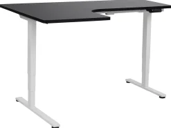 Elektrisk justerbart hjørneskrivebord DESTINES Sort/hvid 160 cm 109 cm Venstrevendt