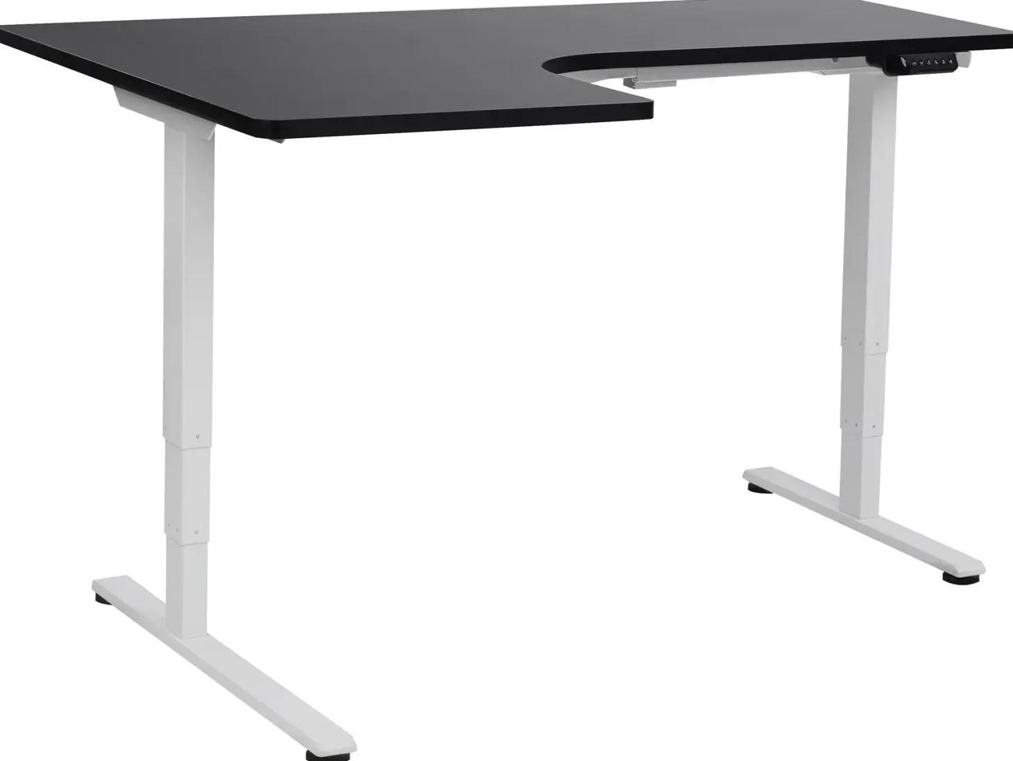 Elektrisk justerbart hjørneskrivebord DESTINES Sort/hvid 160 cm 109 cm Venstrevendt