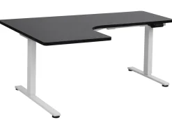 Elektrisk justerbart hjørneskrivebord DESTINES Sort/hvid 160 cm 109 cm Venstrevendt