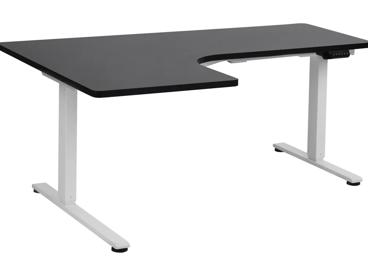 Elektrisk justerbart hjørneskrivebord DESTINES Sort/hvid 160 cm 109 cm Venstrevendt