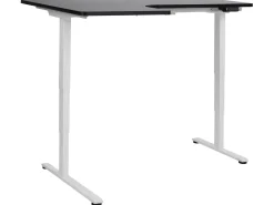 Elektrisk justerbart hjørneskrivebord DESTINES Sort/hvid 160 cm 109 cm Venstrevendt
