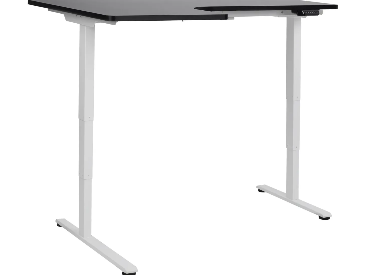 Elektrisk justerbart hjørneskrivebord DESTINES Sort/hvid 160 cm 109 cm Venstrevendt
