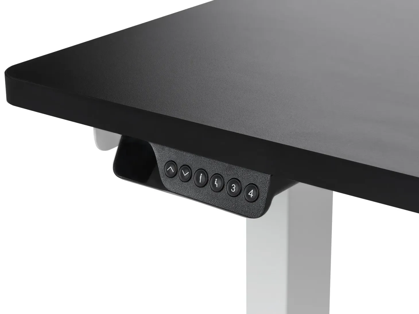 Elektrisk justerbart hjørneskrivebord DESTINES Sort/hvid 160 cm 109 cm Højrevendt