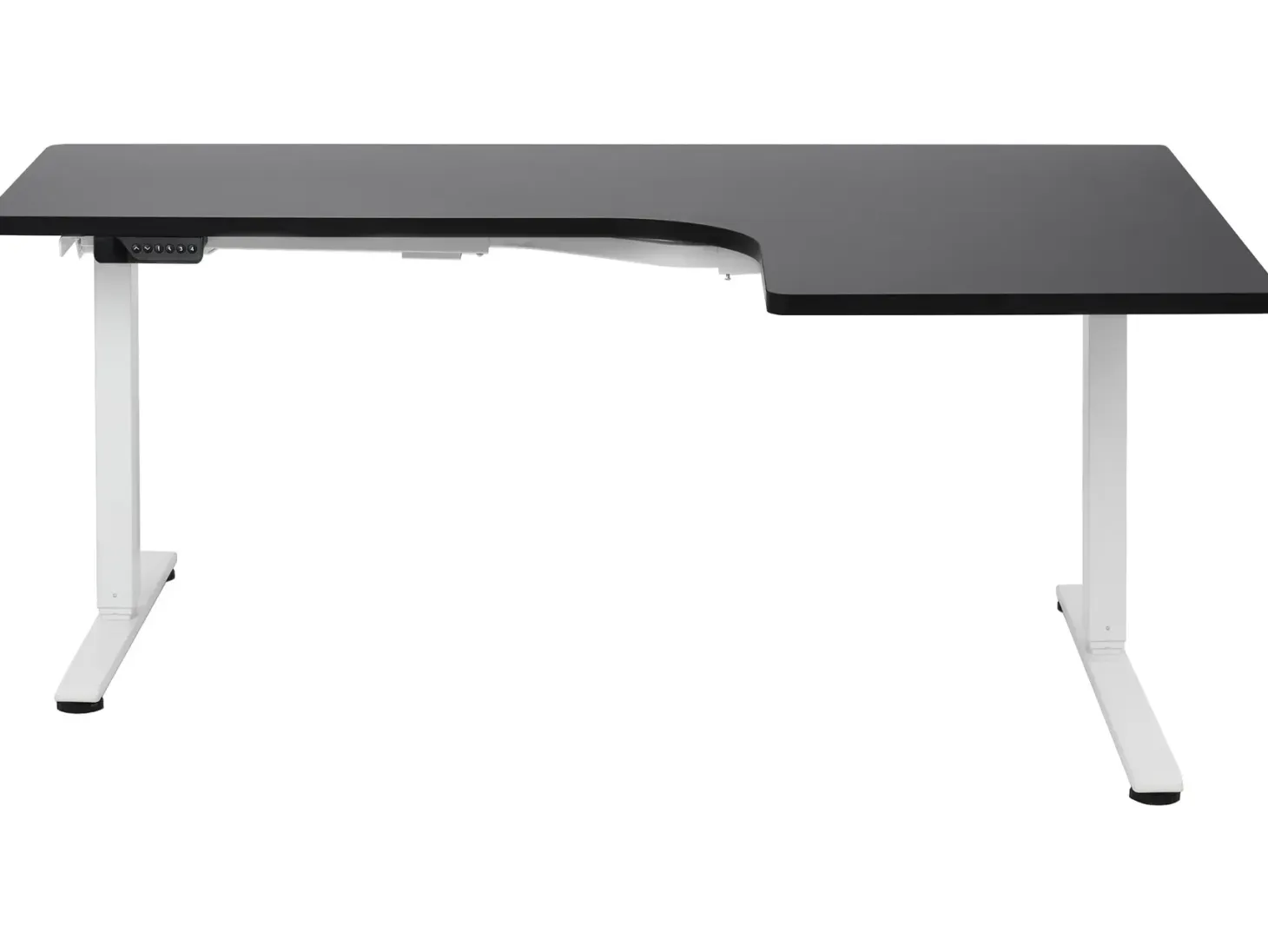 Elektrisk justerbart hjørneskrivebord DESTINES Sort/hvid 160 cm 109 cm Højrevendt