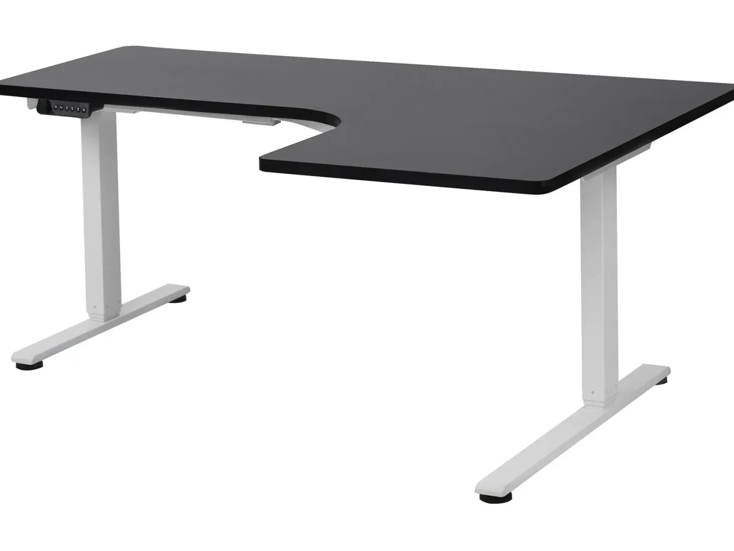 Elektrisk justerbart hjørneskrivebord DESTINES Sort/hvid 160 cm 109 cm Højrevendt