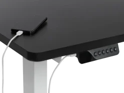 Elektrisk justerbart hjørneskrivebord DESTINES Sort/hvid 160 cm 109 cm Højrevendt