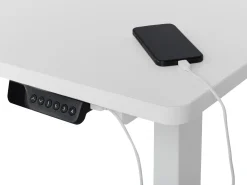Elektrisk justerbart hjørneskrivebord DESTINES Hvid 160 cm 109 cm Venstrevendt