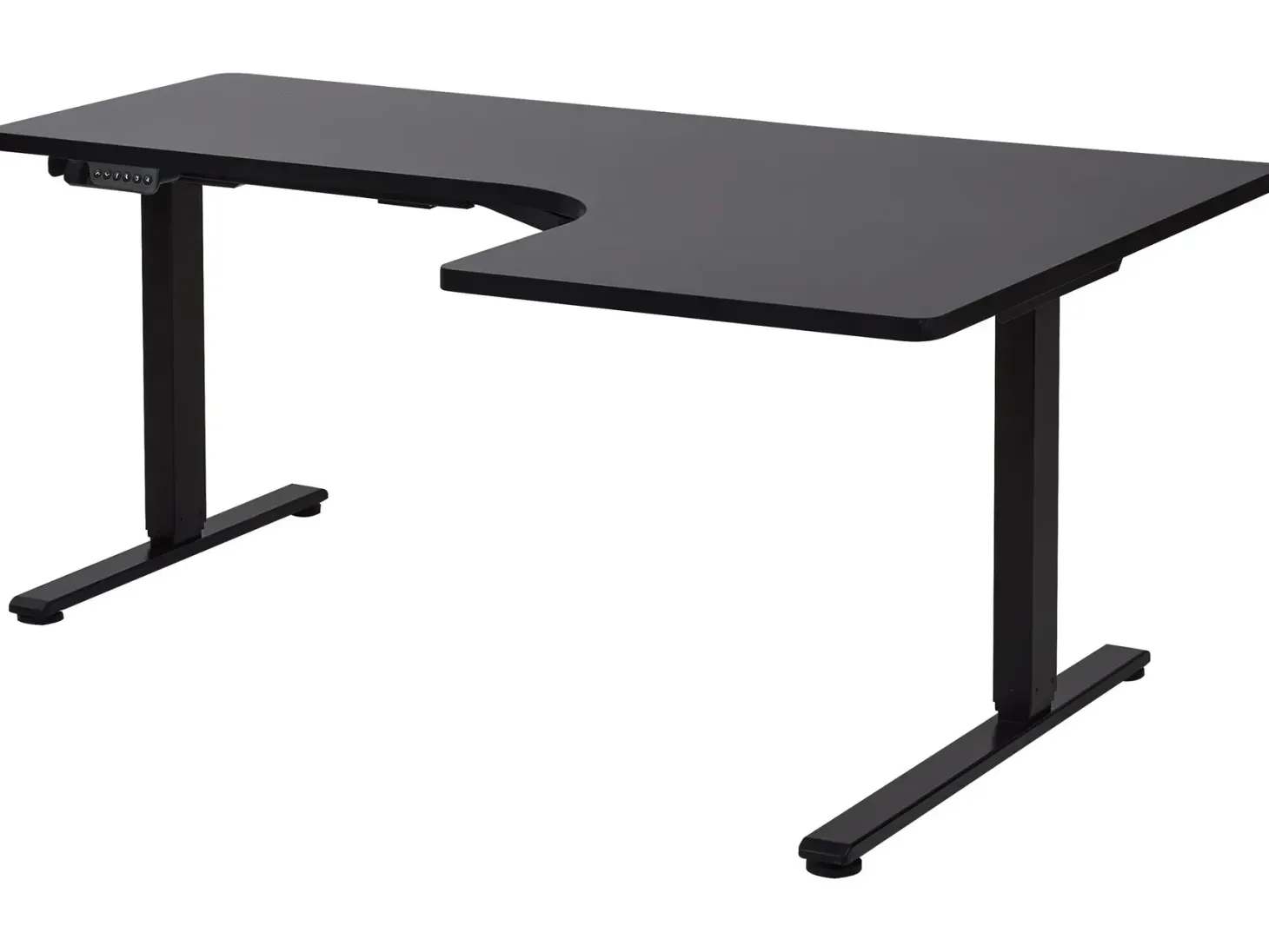 Elektrisk justerbart hjørneskrivebord DESTINES Sort 160 cm 109 cm Højrevendt