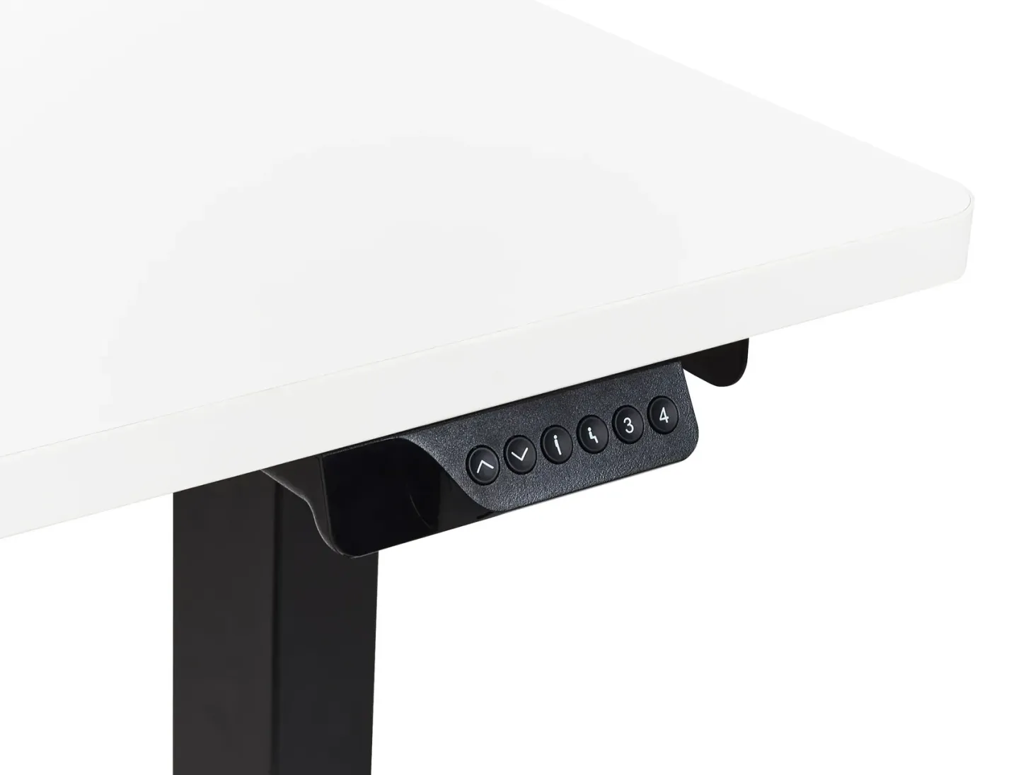Elektrisk justerbart hjørneskrivebord DESTINES Hvid/sort 160 cm 109 cm Venstrevendt