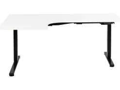 Elektrisk justerbart hjørneskrivebord DESTINES Hvid/sort 160 cm 109 cm Venstrevendt