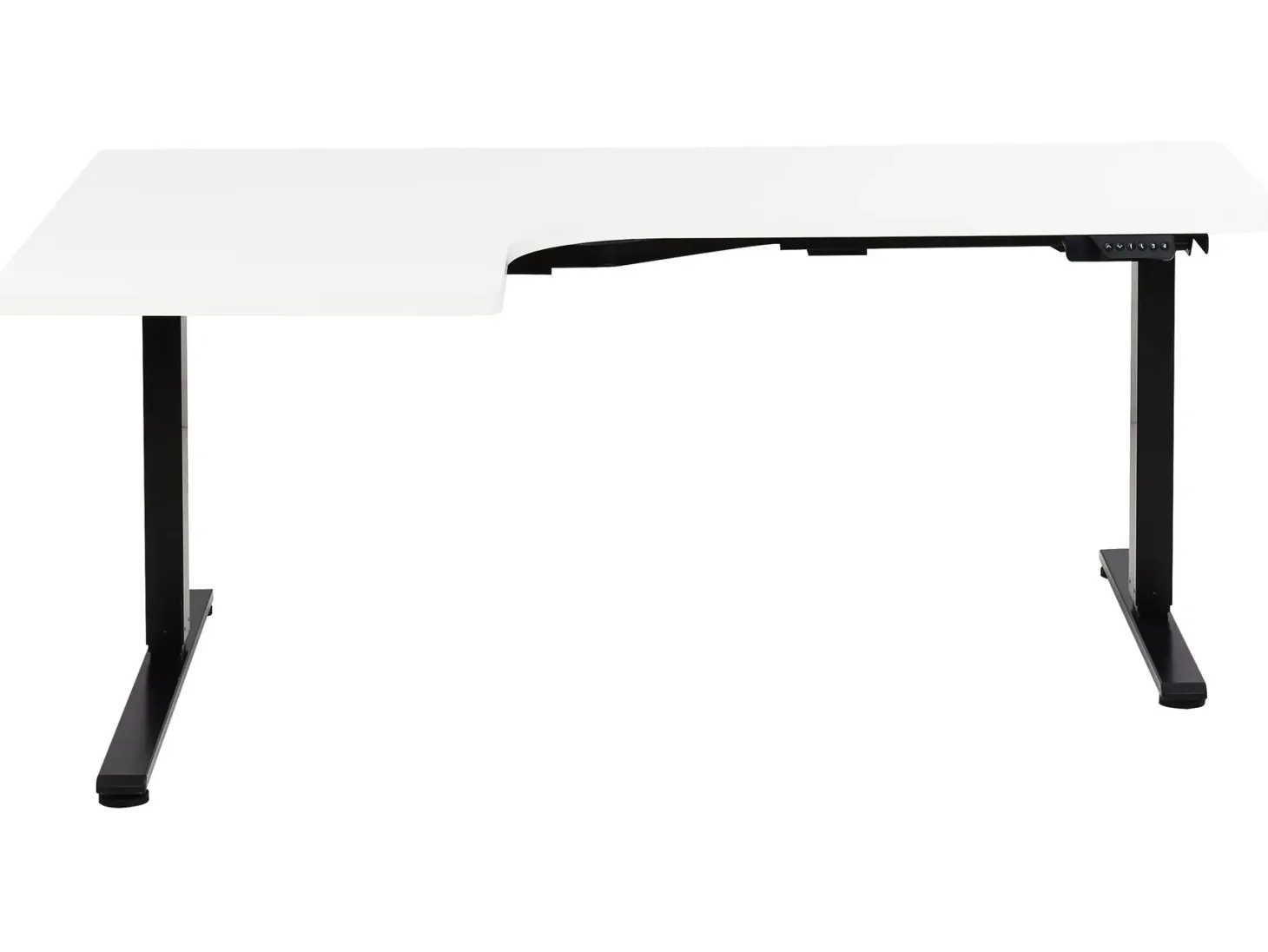 Elektrisk justerbart hjørneskrivebord DESTINES Hvid/sort 160 cm 109 cm Venstrevendt