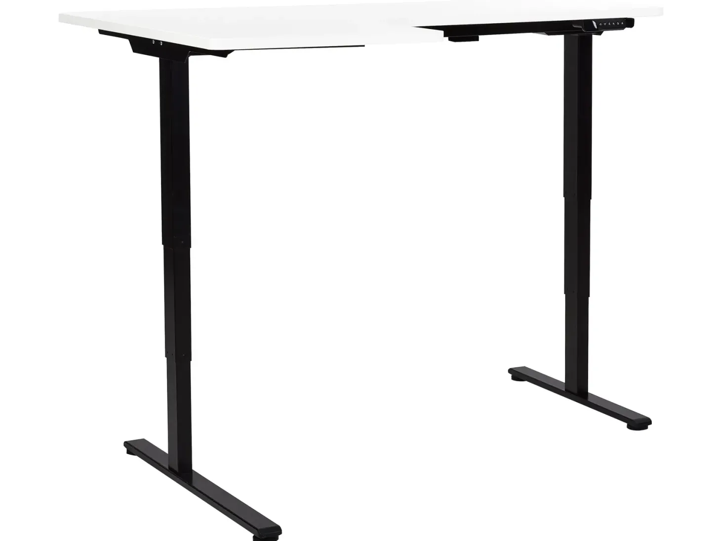 Elektrisk justerbart hjørneskrivebord DESTINES Hvid/sort 160 cm 109 cm Venstrevendt