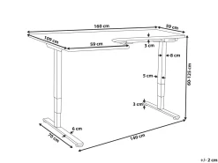 Elektrisk justerbart hjørneskrivebord DESTINES Hvid/sort 160 cm 109 cm Venstrevendt