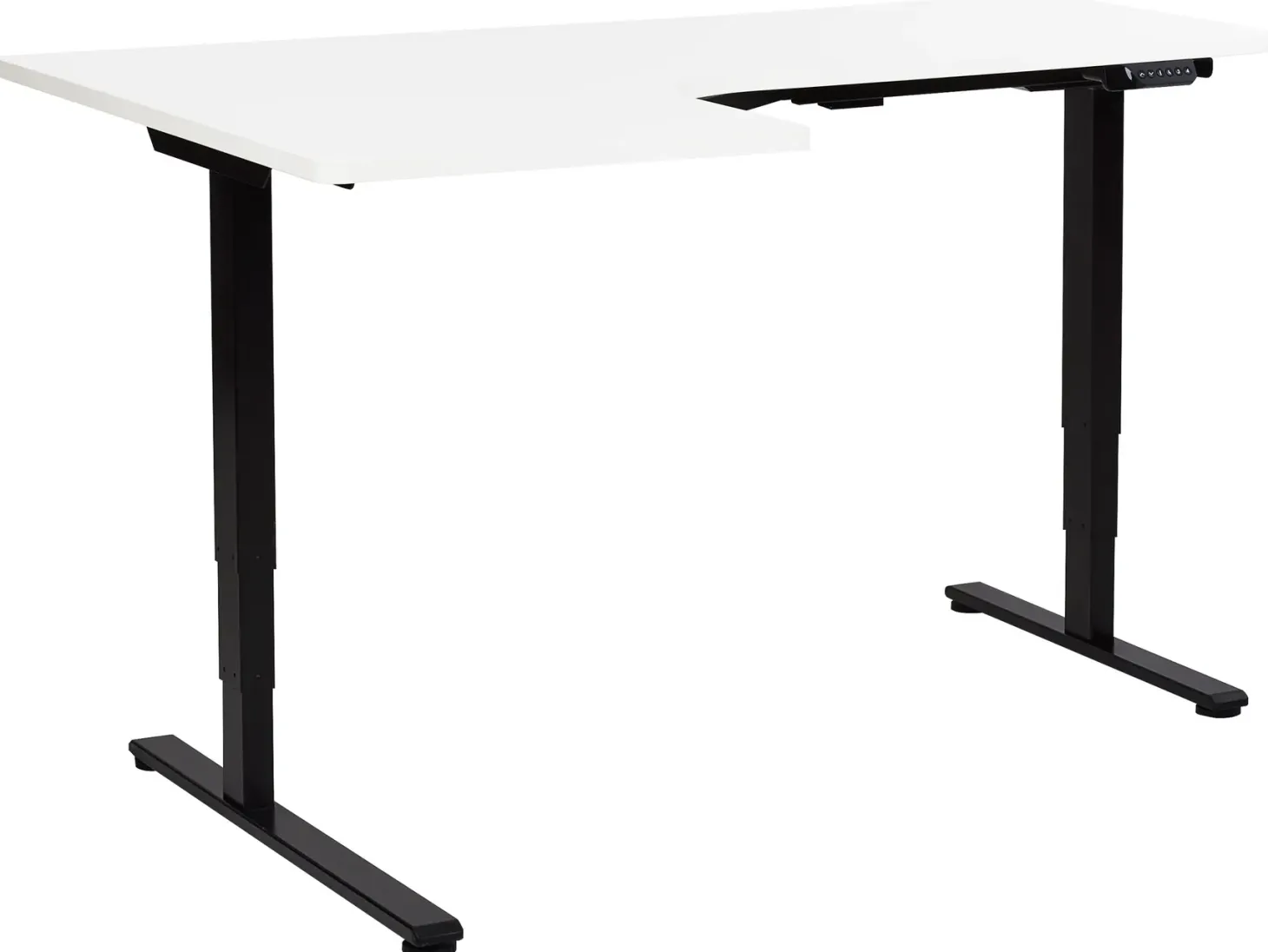 Elektrisk justerbart hjørneskrivebord DESTINES Hvid/sort 160 cm 109 cm Venstrevendt