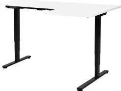 Elektrisk justerbart hjørneskrivebord DESTINES Hvid/sort 160 cm 109 cm Højrevendt