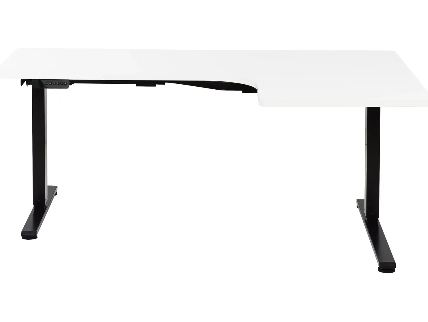 Elektrisk justerbart hjørneskrivebord DESTINES Hvid/sort 160 cm 109 cm Højrevendt