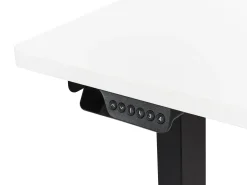Elektrisk justerbart hjørneskrivebord DESTINES Hvid/sort 160 cm 109 cm Højrevendt