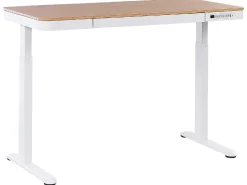 Elektrisk justerbart hæve sænkebord KENLY Brun/hvid 120 cm 60 cm med USB-port