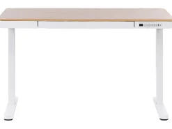 Elektrisk justerbart hæve sænkebord KENLY Brun/hvid 120 cm 60 cm med USB-port