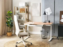 Elektrisk justerbart hæve sænkebord KENLY Brun/hvid 120 cm 60 cm med USB-port
