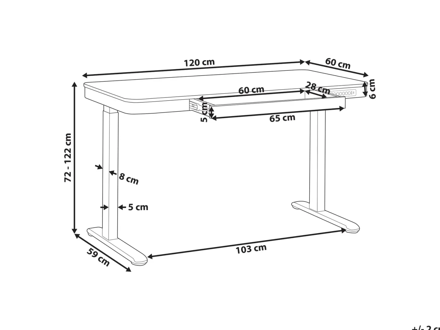 Elektrisk justerbart hæve sænkebord KENLY Sort 120 cm 60 cm med USB-port