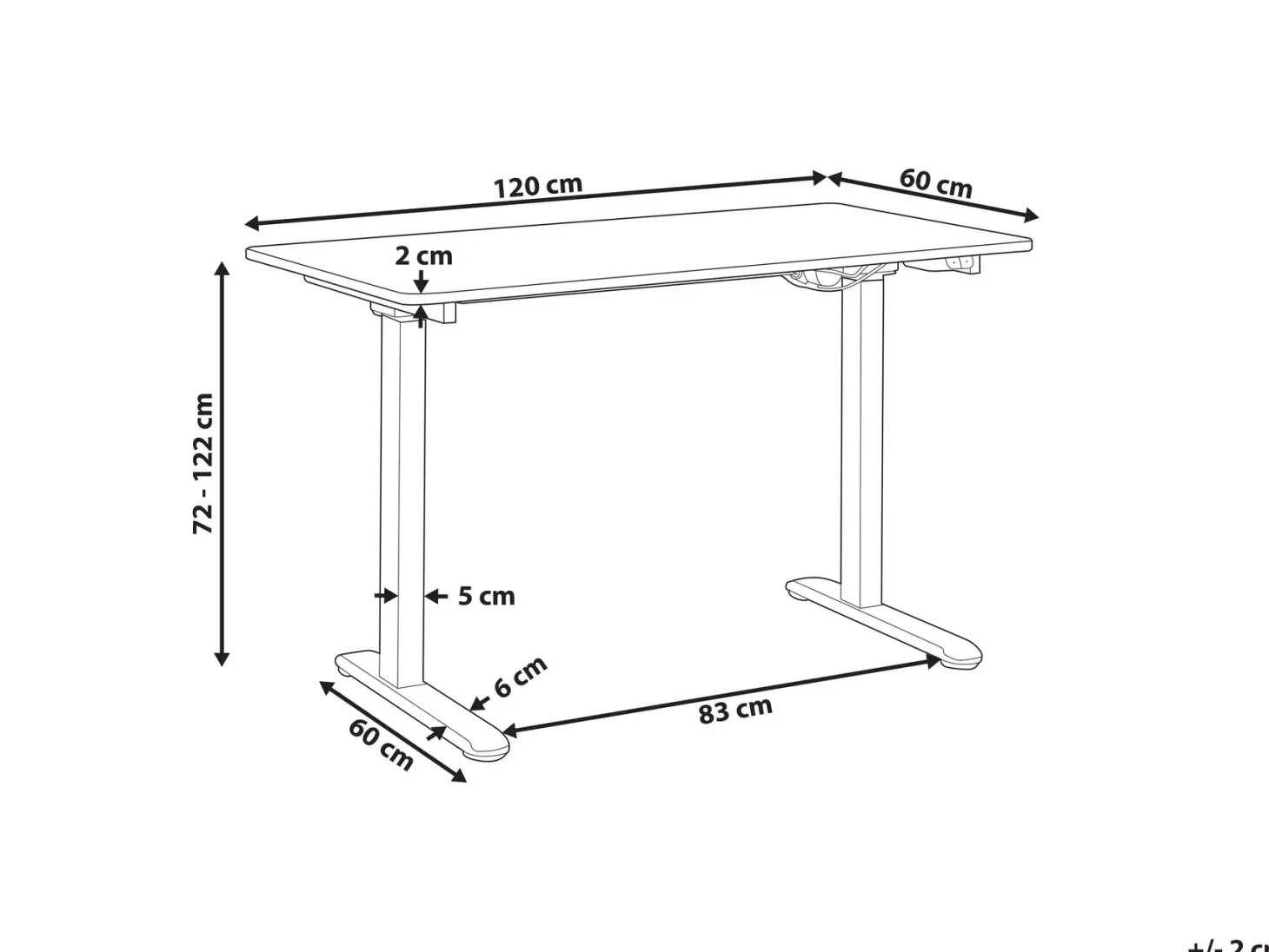 Elektrisk justerbart hæve sænkebord GRIFTON Hvid 120 cm 60 cm